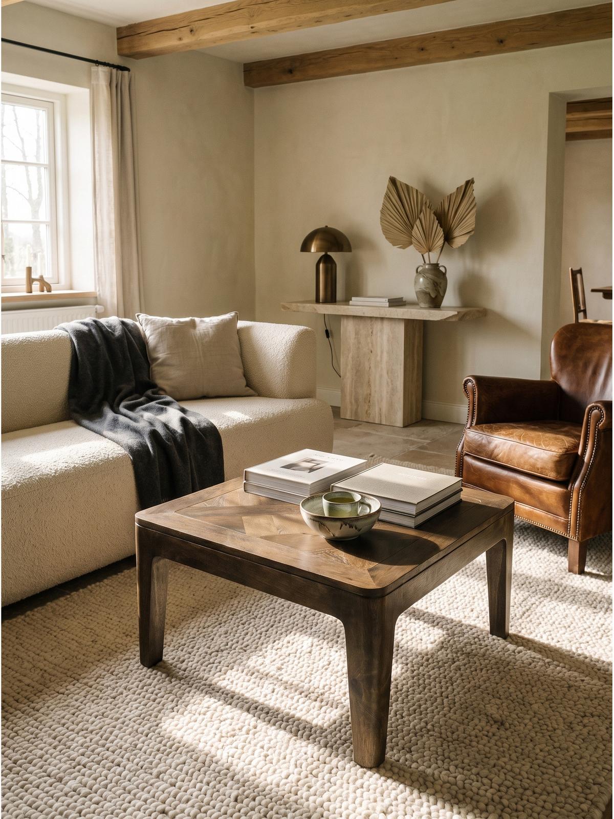SOFATISCH LOIRE, Mango Massivholz, handgefertigt, Nussbaum-Mango, 60 x 60 x 32 cm - Braun, Mangoholz/Holz (60/60/32cm) - KADIMA DESIGN