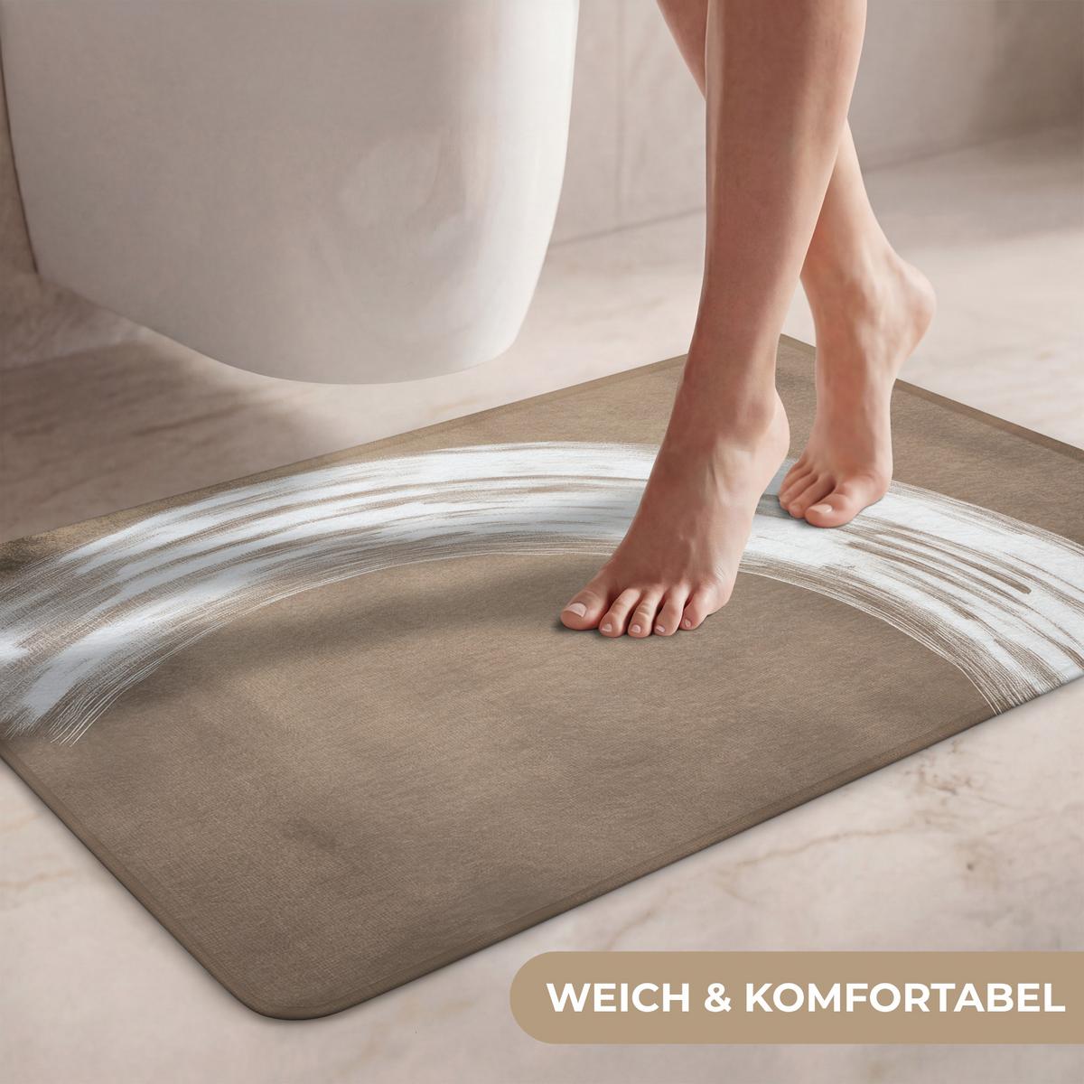 WC-VORLEGER Farbe - Braun - Japandi Toilettenteppich 80x50 cm - Mokka, Textil (80/1cm) - OnlyWow