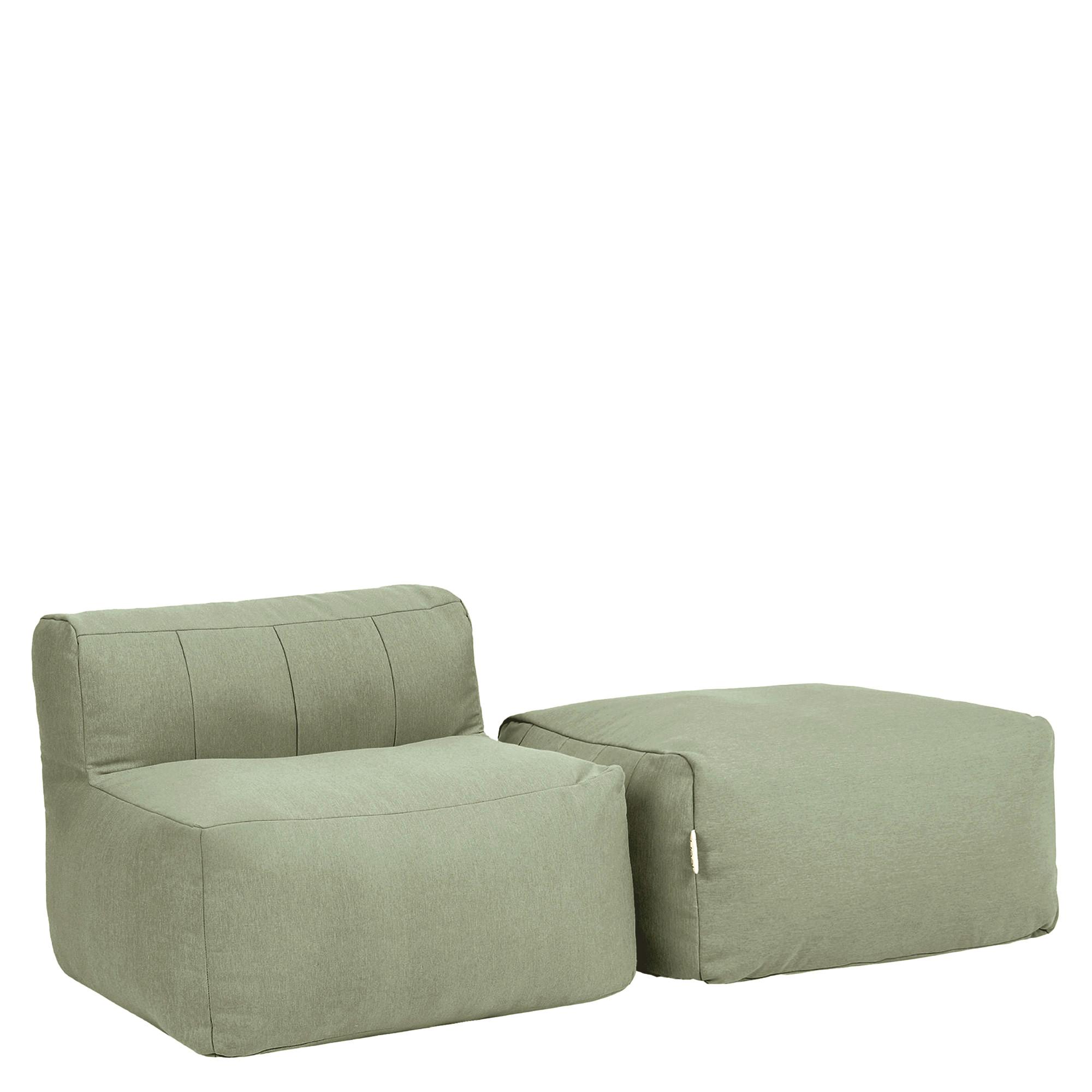 SITZSACK-SOFA Outdoor 2-tlg.: Sessel, Fußstütze - Grün, Textil (190/68/100cm) - icon
