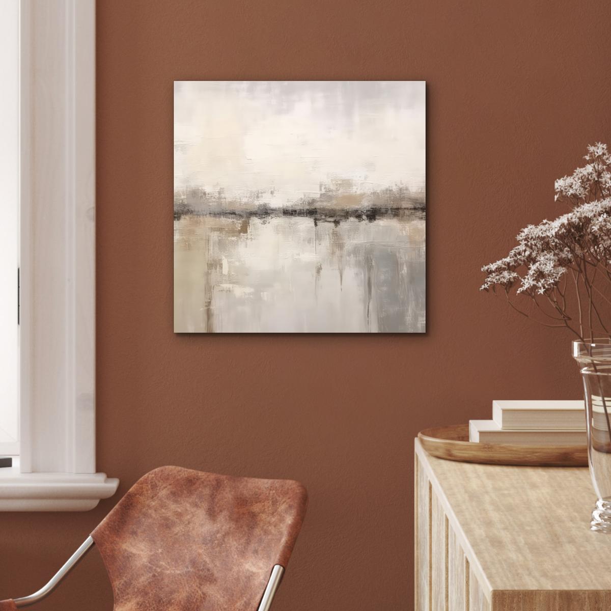METALLBILD Moderne Kunst - Abstrakt - Beige 50x50 cm - Beige, Metall (50/50cm) - MuchoWow