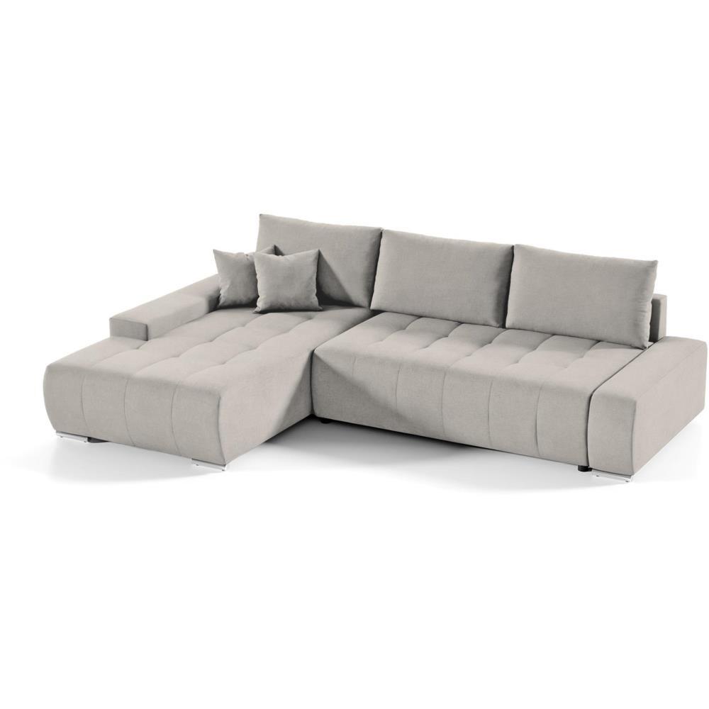 ECKSOFA Draco L beige links - Chromfarben/Beige, Textil/Metall (267/186cm) - Beautysofa