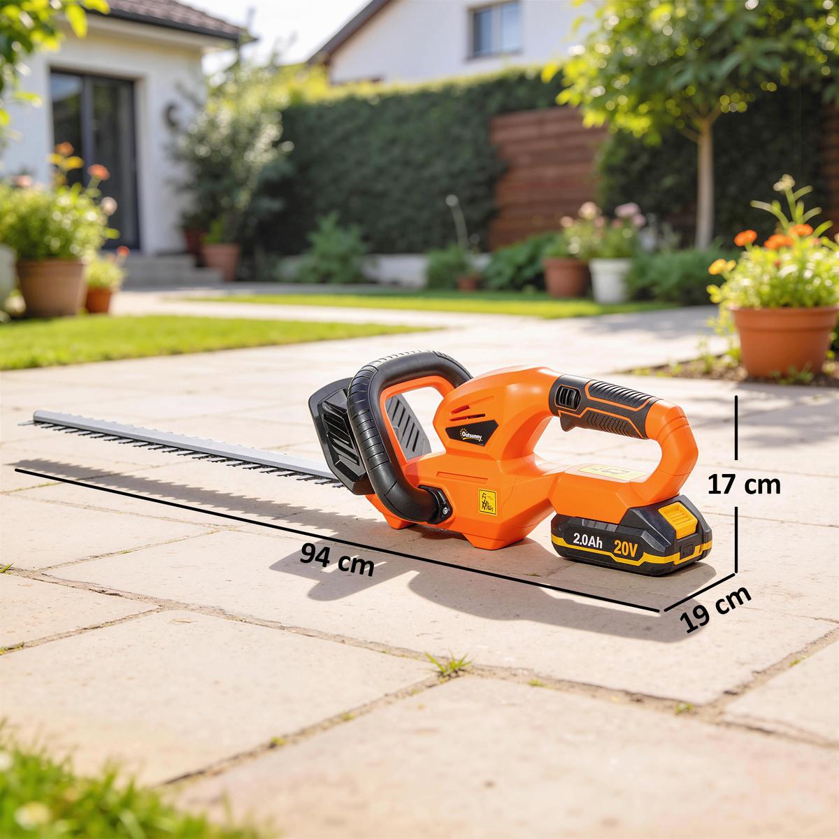 HECKENSCHERE ABS 65Mn Orange - Orange, Kunststoff (19/17/94cm) - Outsunny