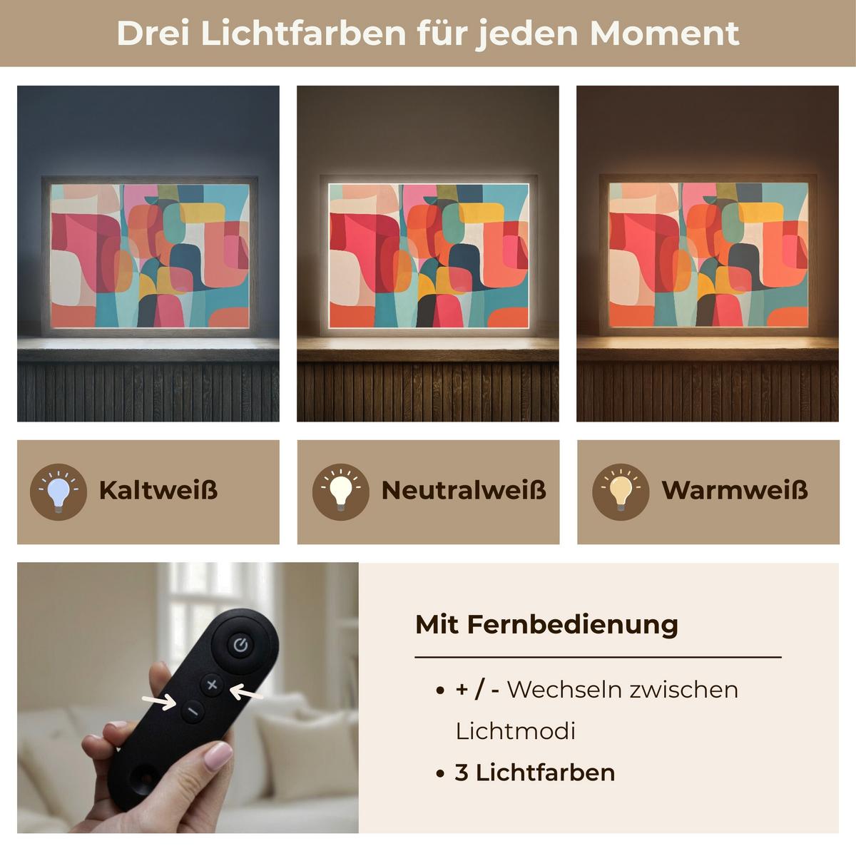 WANDLEUCHTE MIT AKKU Formen - Bunt - Abstrakt - Flugzeuge 40x30 cm - Multicolor, Holzwerkstoff (40/30/8cm) - OnlyWow