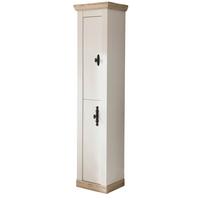 BAD-HOCHSCHRANK Pinie weiß, Oslo Pinie Landhaus, Badschrank, 42 x 200 cm - Dunkelgrau/Weiß, Holzwerkstoff/Metall (42/200/35cm) - Furn.Design
