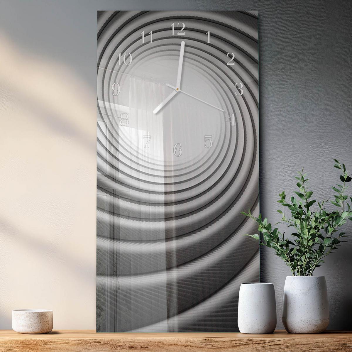 WANDUHR aus Glas 30x60 cm - Wirbel - Schwarz, Glas (30/60/0.4cm) - TULUP
