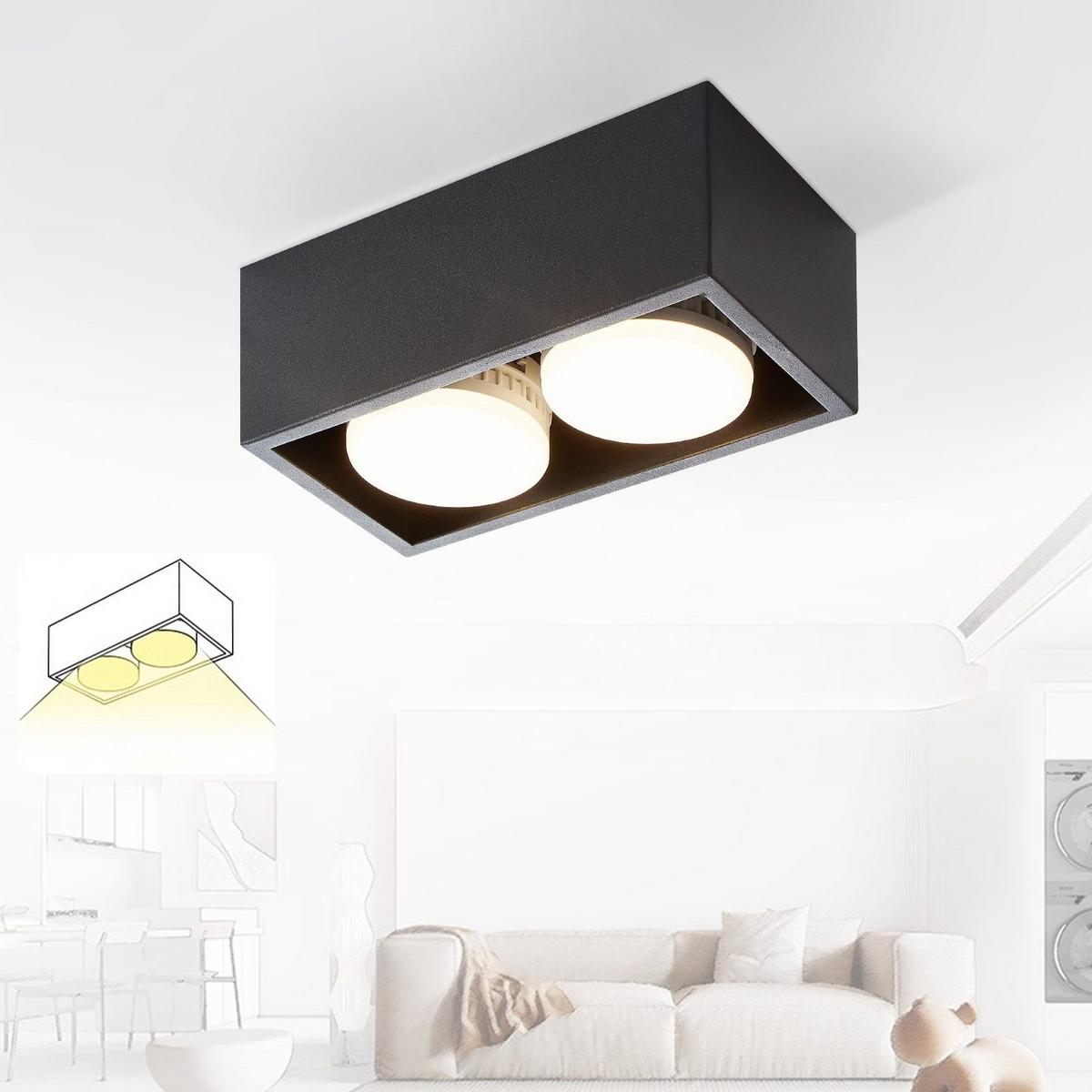 LED-DECKENLEUCHTE Harmonie 2-flammig 20/10/8 cm - Schwarz, Metall (20/10/8cm) - Nettlife