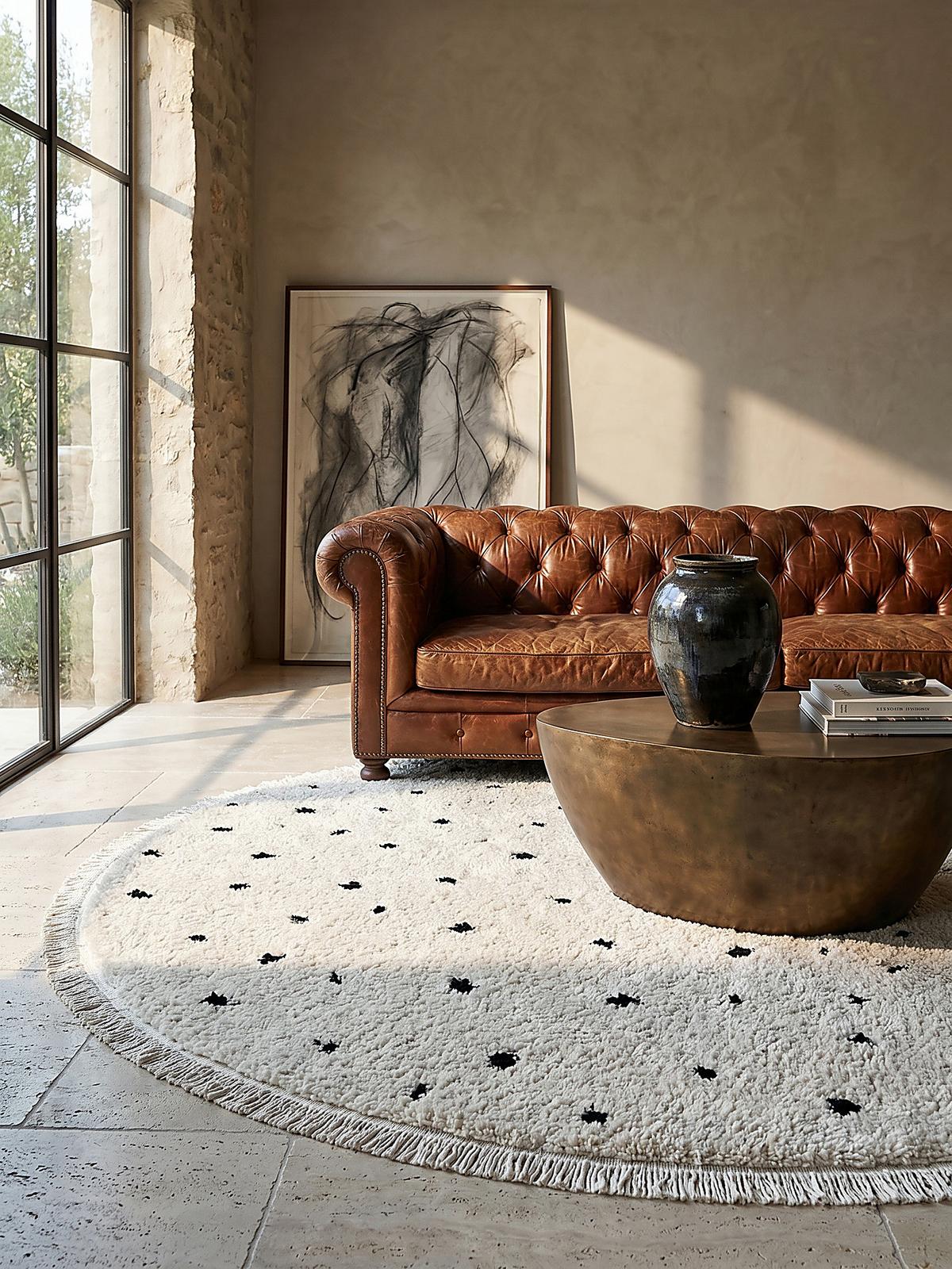 RUNDTEPPICH Abstrakt ATRIO Polypropylen Creme 120 x 120 cm - Beige, Textil (120/120cm) - KADIMA DESIGN