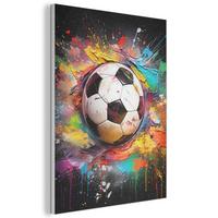 AKUSTIKBILD Fußball - Farbe - Farben - Schwarz - Weiß Kunstdruck Schlafzimmer 50x70 cm - Weiß, Kunststoff (50/70/0.9cm) - MuchoWow