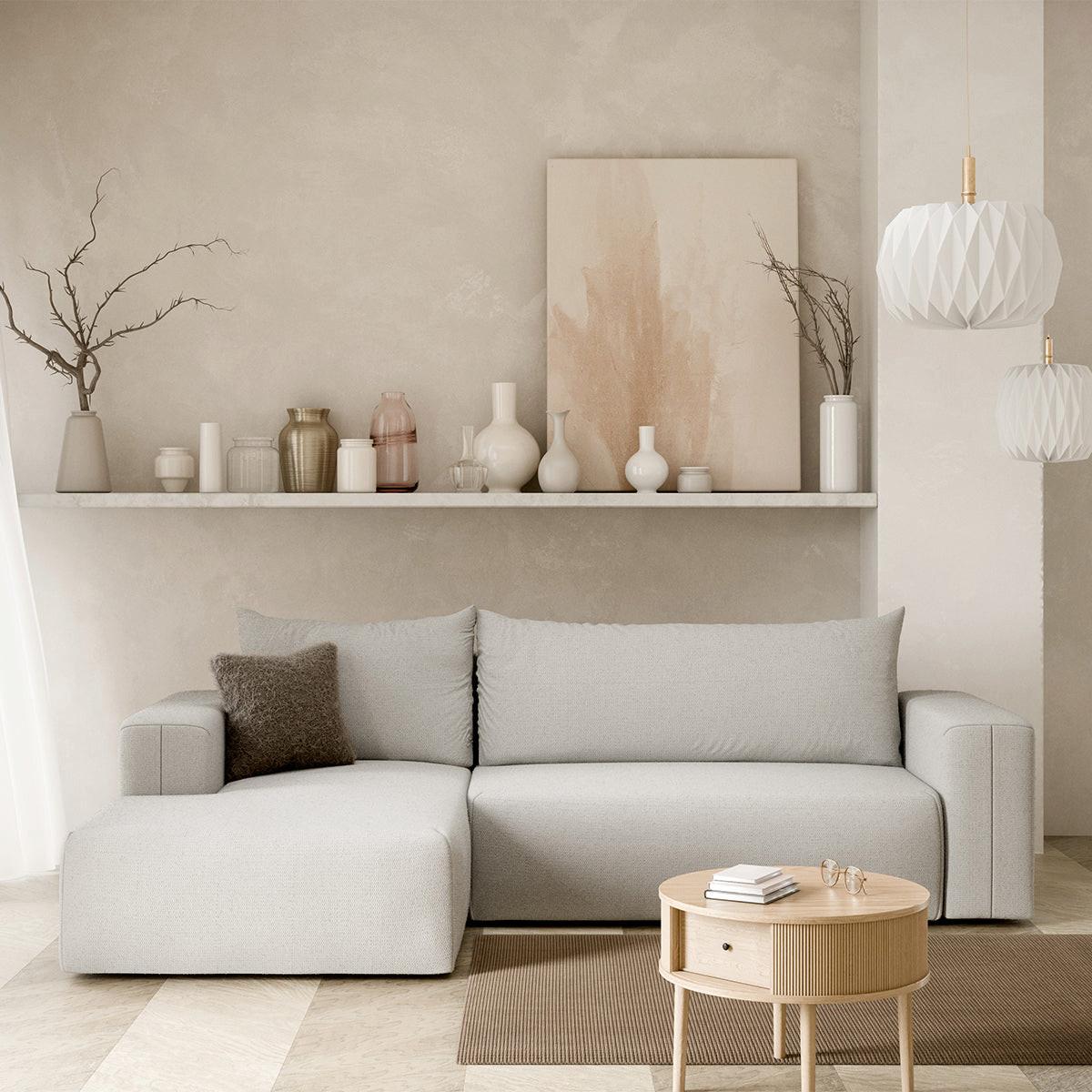ECKSOFA Bliss 3 Sitzplätze Hellgrau - Grau, Holz (268/163cm) - Petits-meubles