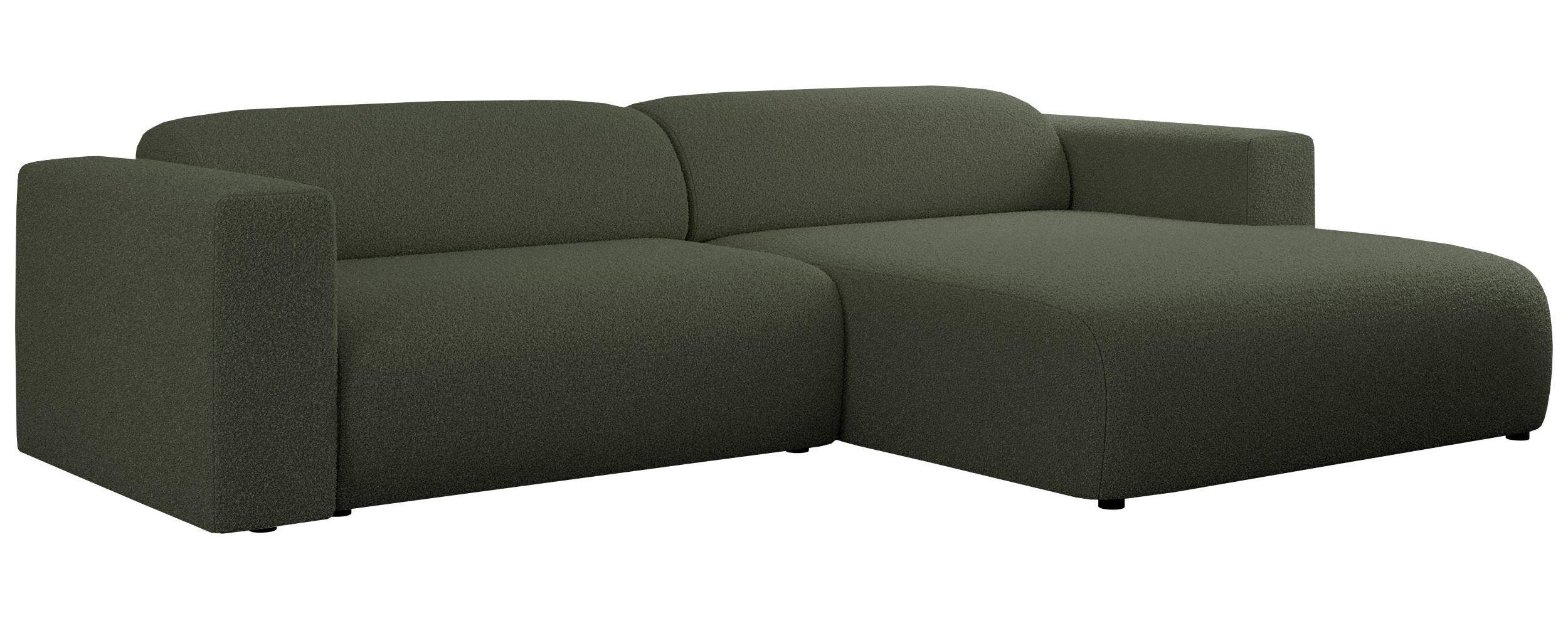 OFERTA WYCOFANA ECKSOFA PASADENA Grün Bouclé Rechts Seite - Schwarz/Grün, Kunststoff/Textil (288/180cm) - MKS