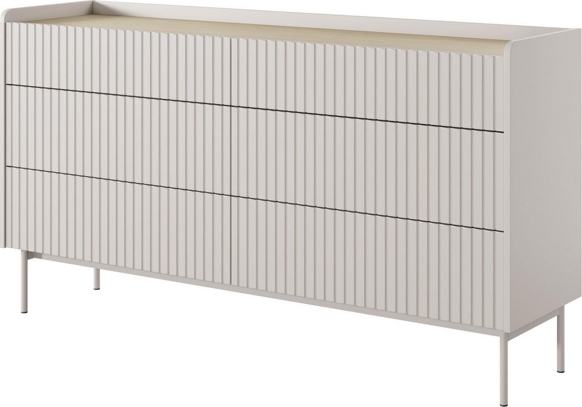 KOMMODE Nolle in Beige & Scandi Eiche 153/82/38 cm - Sandfarben/Beige, Holzwerkstoff/Metall (153/82.2/38cm) - WFL GROUP