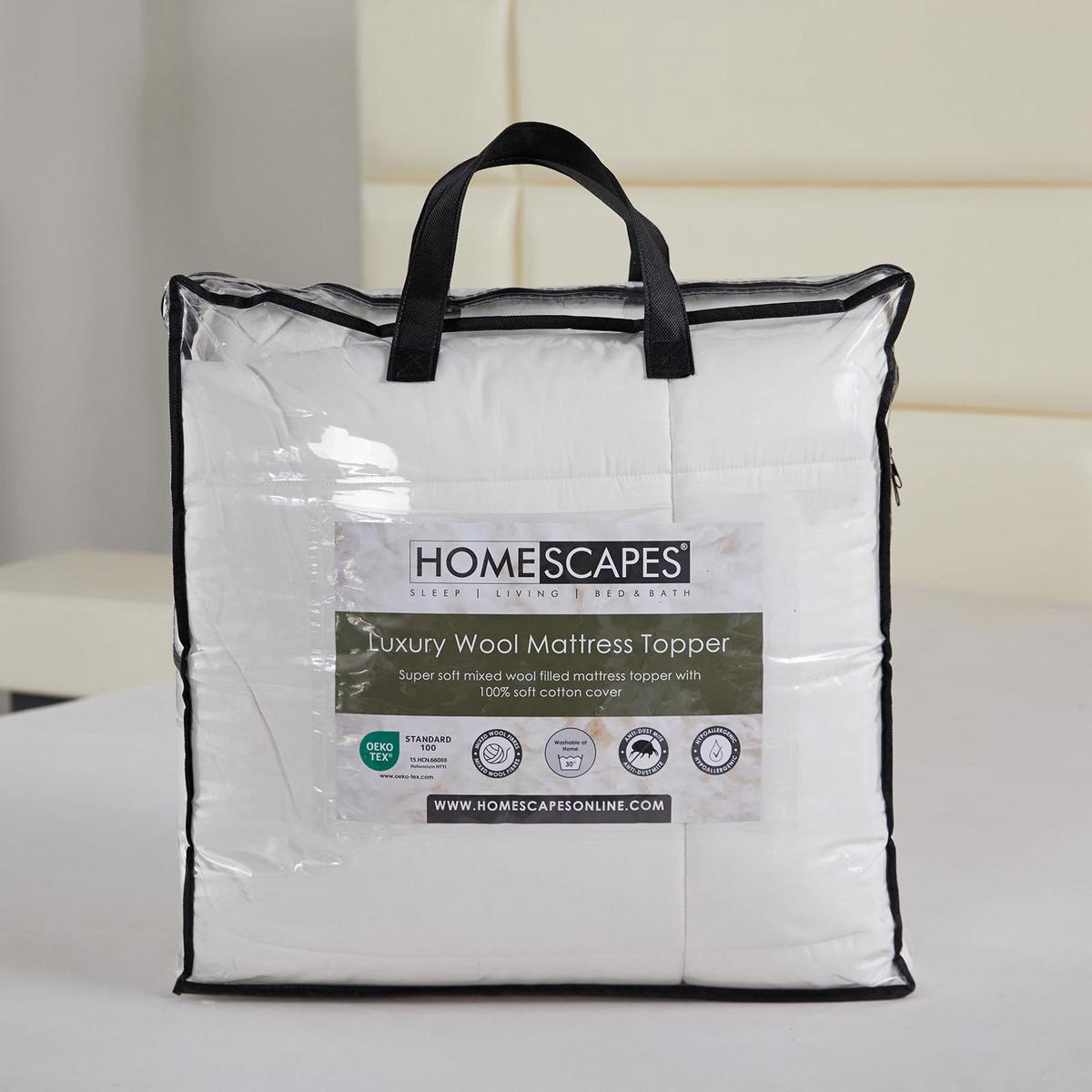 MATRATZENTOPPER 140/200 cm, Schurwolle & Funktionsfaser - Weiß, Textil (140/200cm) - Homescapes