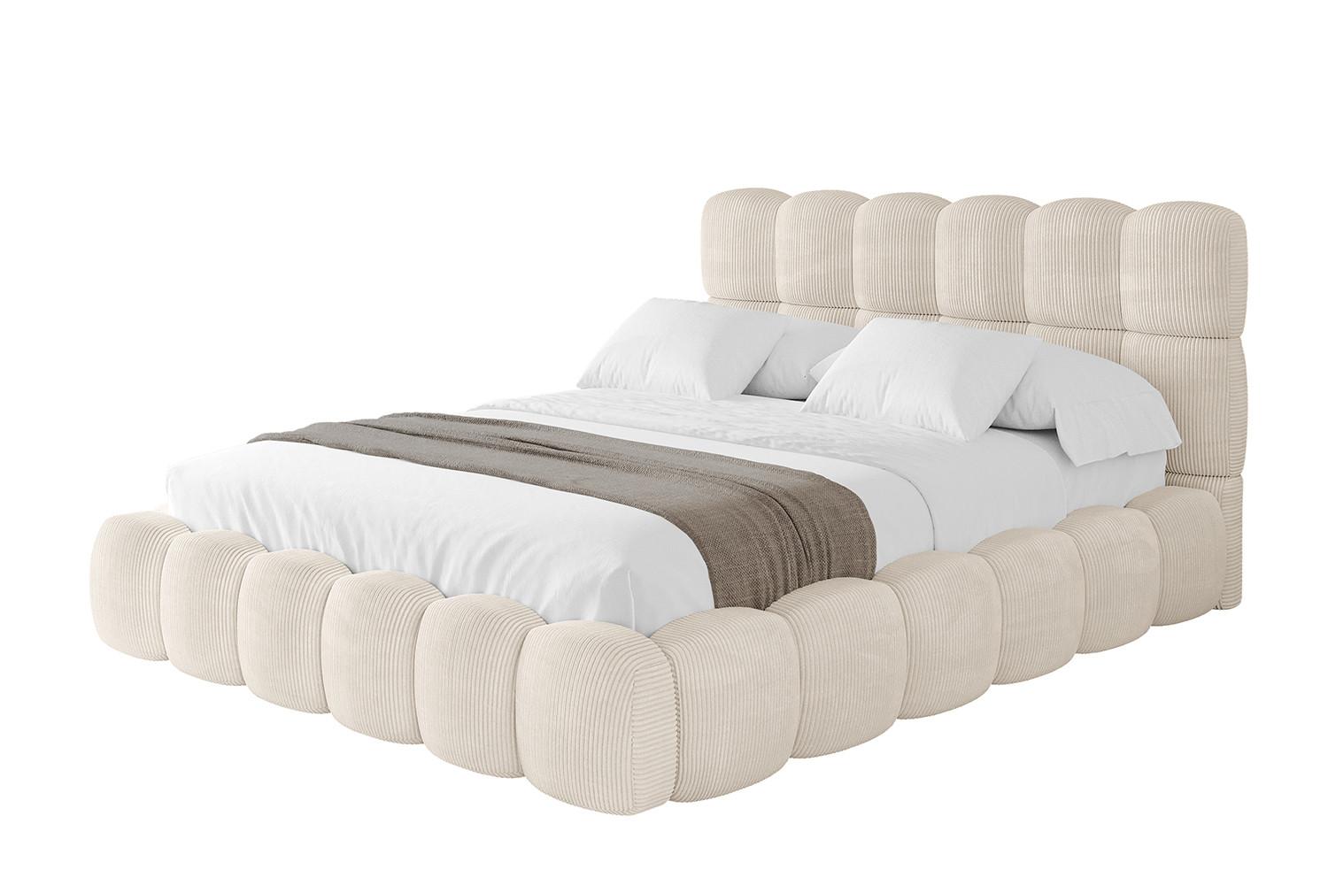 POLSTERBETT mit Bettkasten und Lattenrost, Boxbett ohne Matratze - LEYA 140x200 Beige - Creme, Holzwerkstoff/Textil (140/200cm) - ALTDECOR