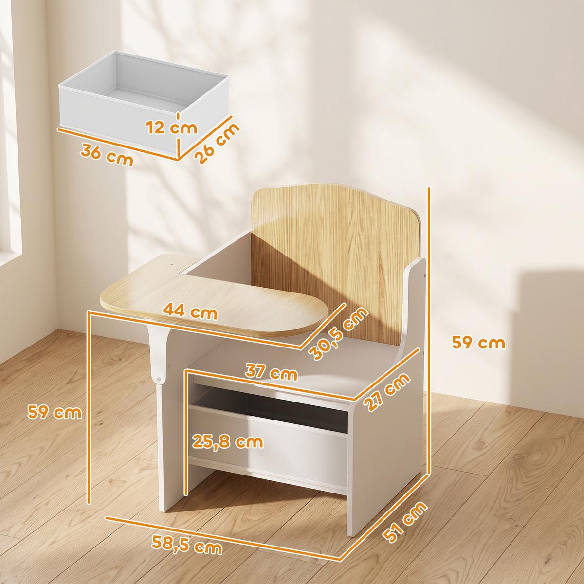 KINDERTISCH-MIT-STUHL MDF Vliesstoff Weiß - Weiß, Holzwerkstoff (51/59/58.5cm) - AIYAPLAY