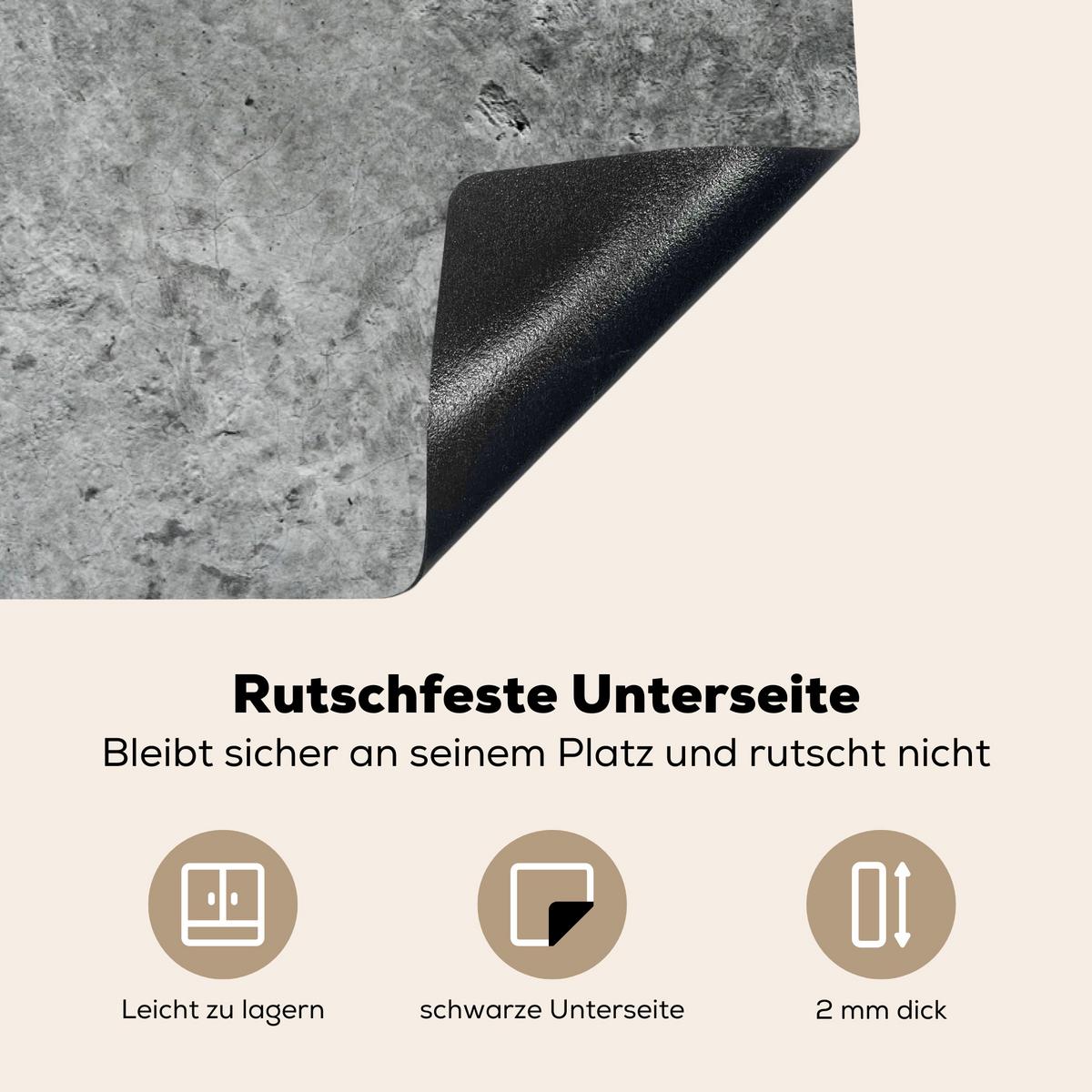 HERDABDECKPLATTE Beton - Schiefer - Grau -Betonstruktur Ceranfeldabdeckung 78x52 cm - Grau, Kunststoff (78/52/0.2cm) - MuchoWow