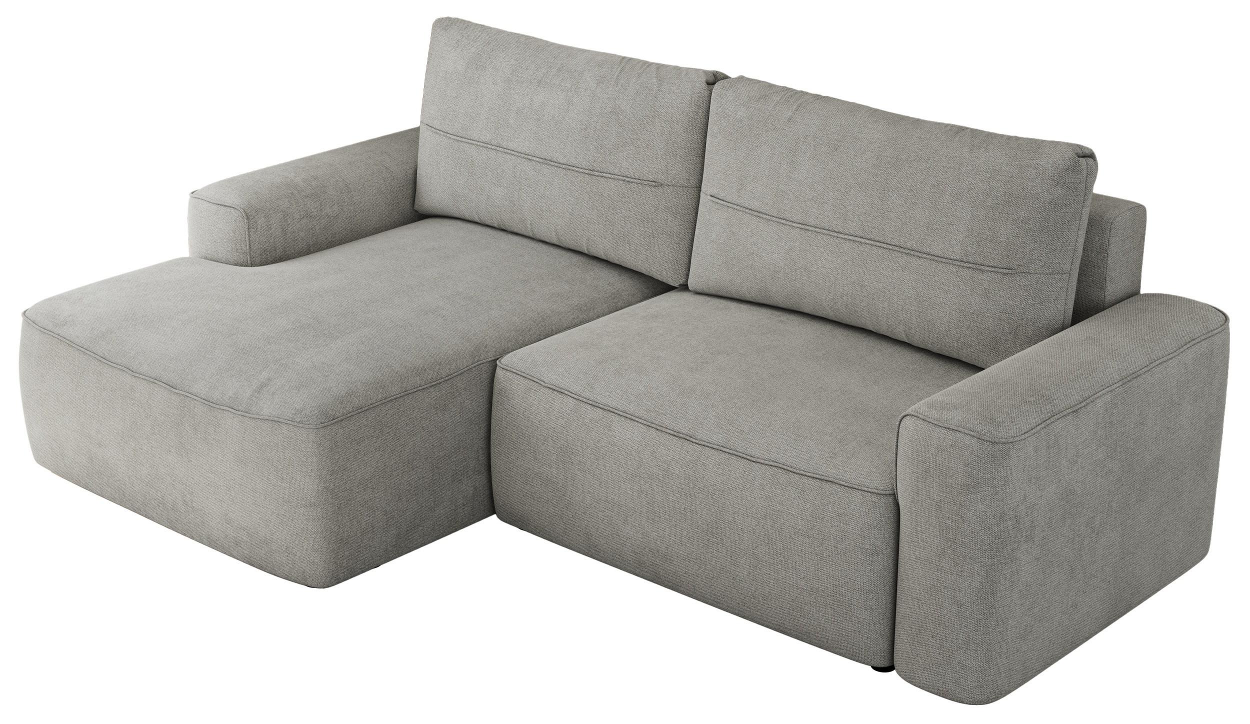 ECKSOFA BELLUNO L Hellgrau Strukture - Links - Hellgrau/Schwarz, Textil (144/233cm) - MKS