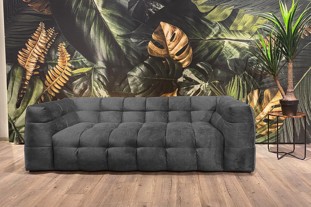SOFA RIO Anthrazit Velvet - Anthrazit/Schwarz, Textil (282/68/105cm) - KAWOLA