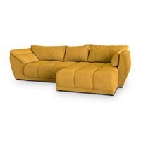 ECKSOFA ORENTI R-S Gelb Velours-Stoff mit Schlaffunktion - Gelb, Holz (287/182cm) - MASSENO