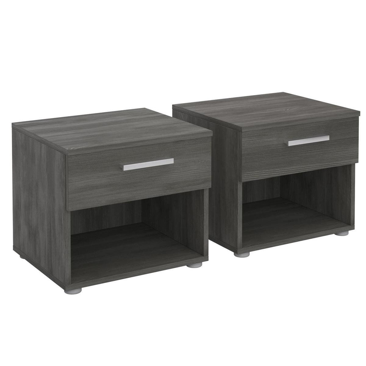 NACHTTISCH MARY 2ER-SET - Eschefarben, Holzwerkstoff (42/38/30cm) - CARO-Möbel