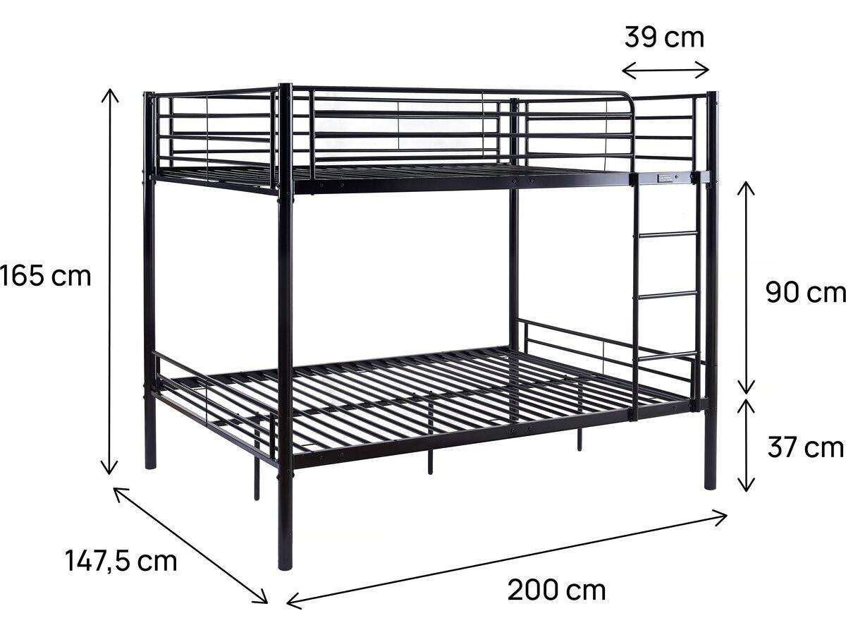 ETAGENBETT adam Schwarz - Schwarz, Metall (190/140cm) - Habitat Garten
