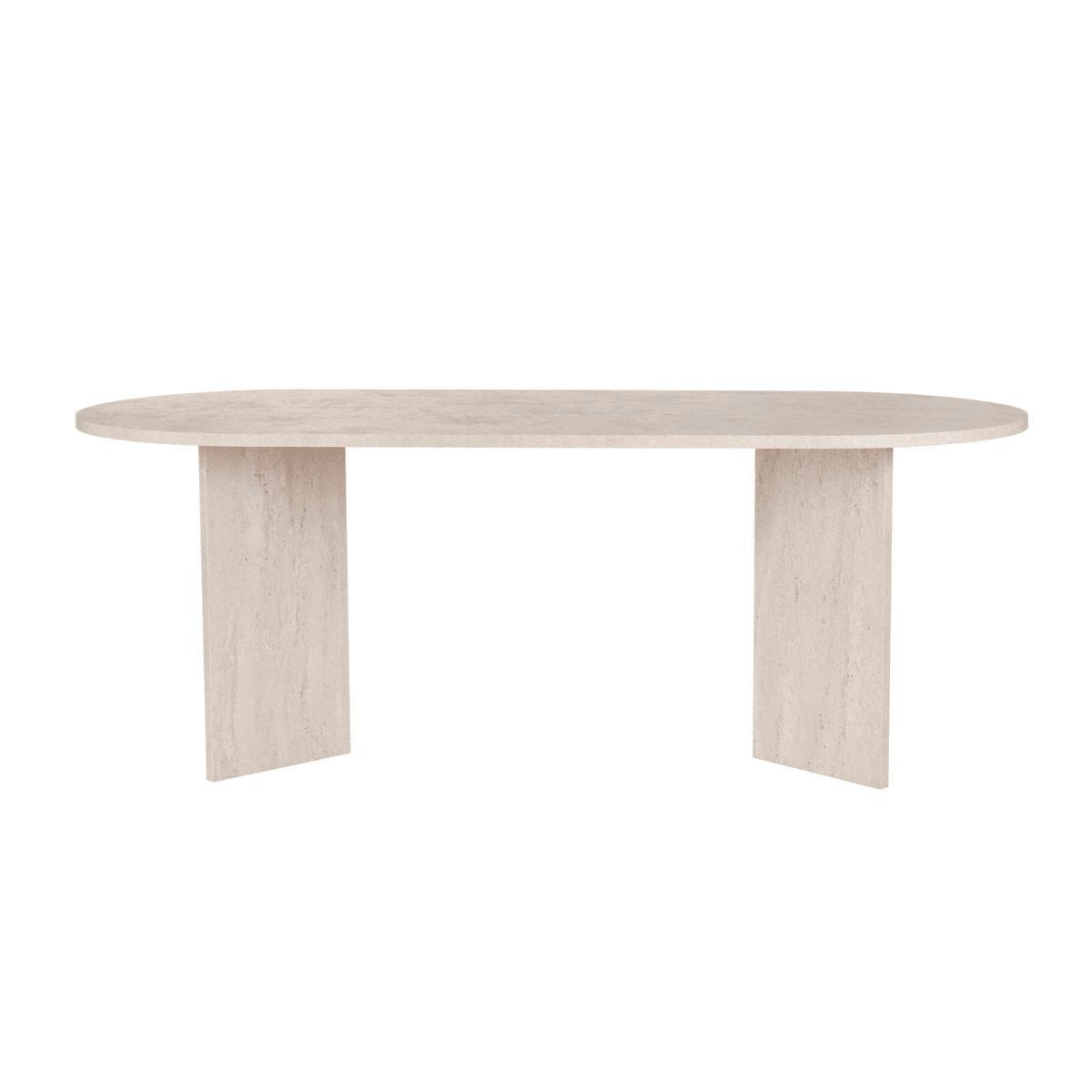 ESSTISCH mit ovaler Tischplatte L200 cm 90/200/75 cm - Beige, Holzwerkstoff (96/90/75cm) - Calicosy