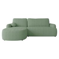 ECKSOFA Loridu Cord, Seite: Links - Schwarz/Mintgrün, Holz/Kunststoff (250/174cm) - MIRJAN24