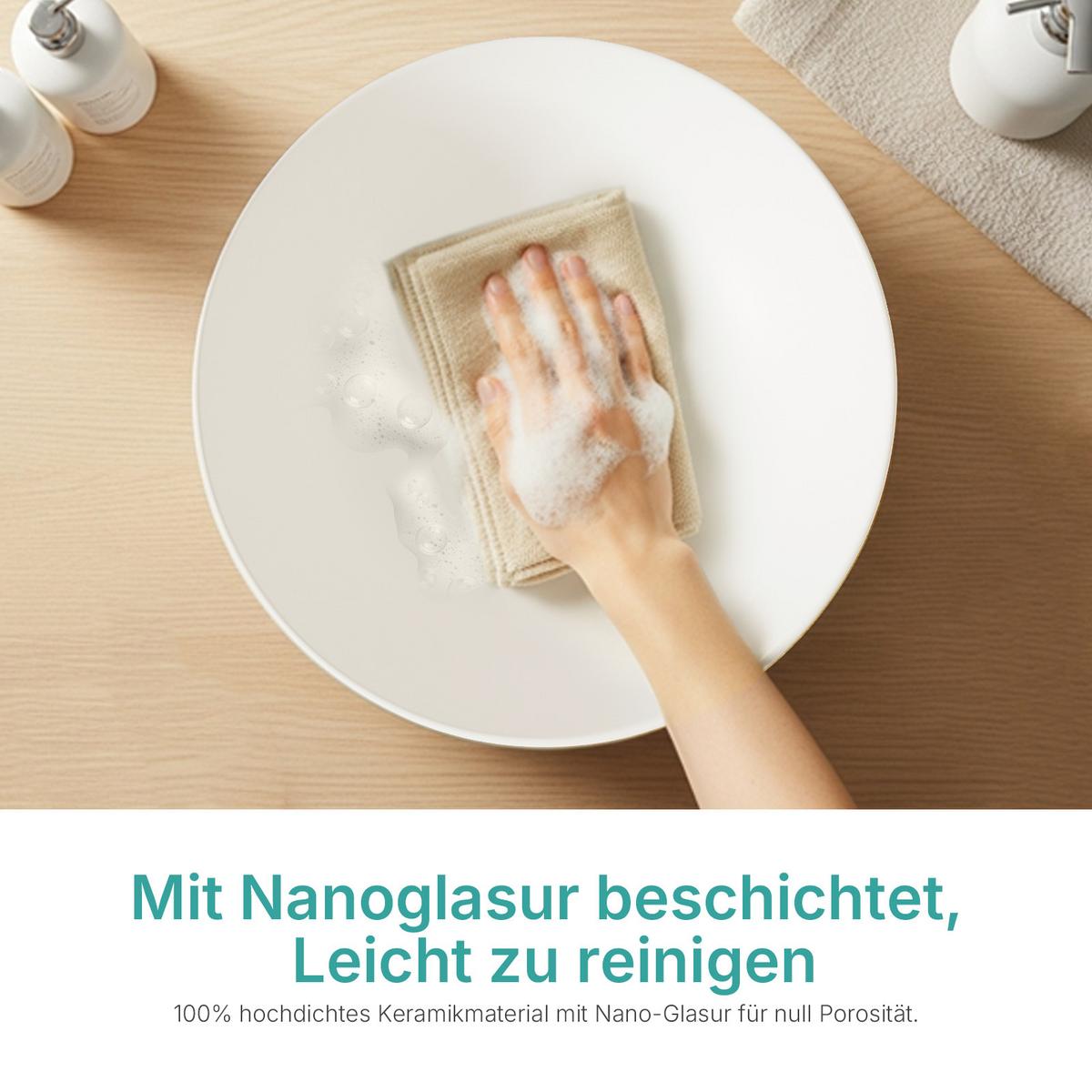 WASCHBECKEN Aufsatz Keramik Weiß Matt Ø41,5 / 15,5 cm - Weiß, Keramik (41/15/41cm) - EMKE
