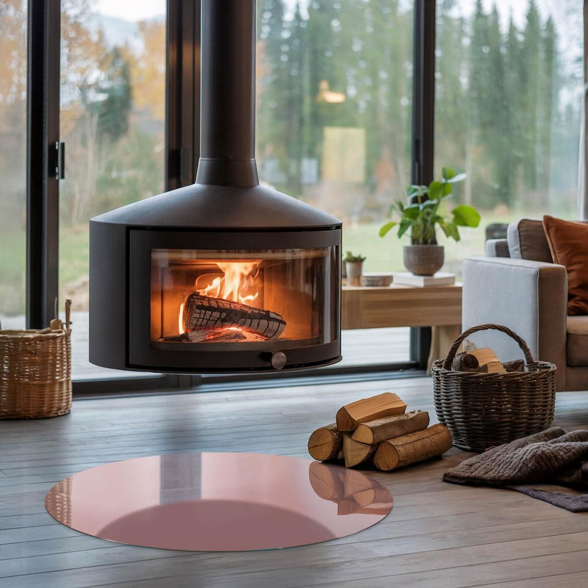 GLASPLATTE für Kamin Ø 80 cm - Pink, Glas (80/80/0.4cm) - TULUP