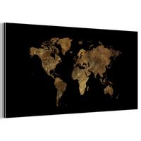 METALLBILD Weltkarte - Gold - Luxus - Erde - Schwarz 80x40 cm - Goldfarben, Metall (80/40cm) - MuchoWow