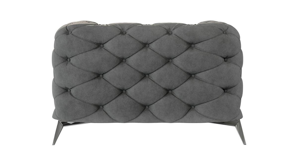 CHESTERFIELD-SESSEL Laura Grau Samt - Silberfarben/Grau, Holz/Textil (125/75/100cm) - S-Style Möbel
