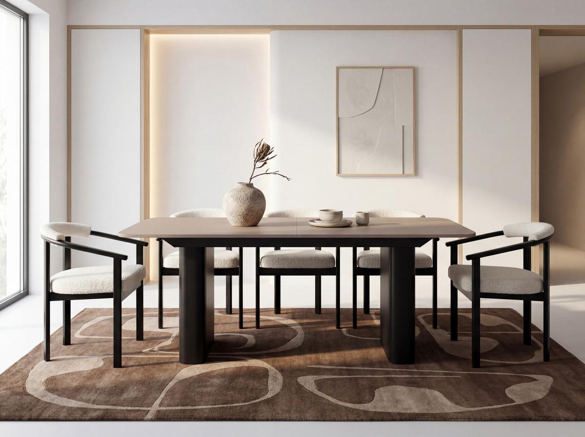 ESSTISCH Riven rechteckig ausziehbar verlängerbar mit Butterfly-Auszug, Kaschmir 180-276/90/76 cm - Kaschmir/Schwarz, Holzwerkstoff/Metall (90/276/76cm) - WFL GROUP