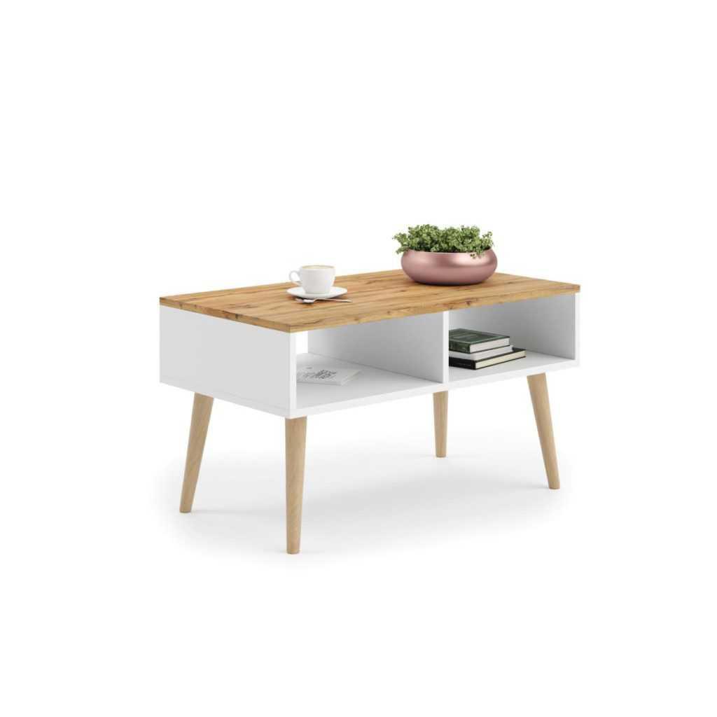 COUCHTISCH Sandi - Eiche Bianco/Weiß, Holzwerkstoff (55/90/55cm) - RAUMHIRSCH FURNITURE