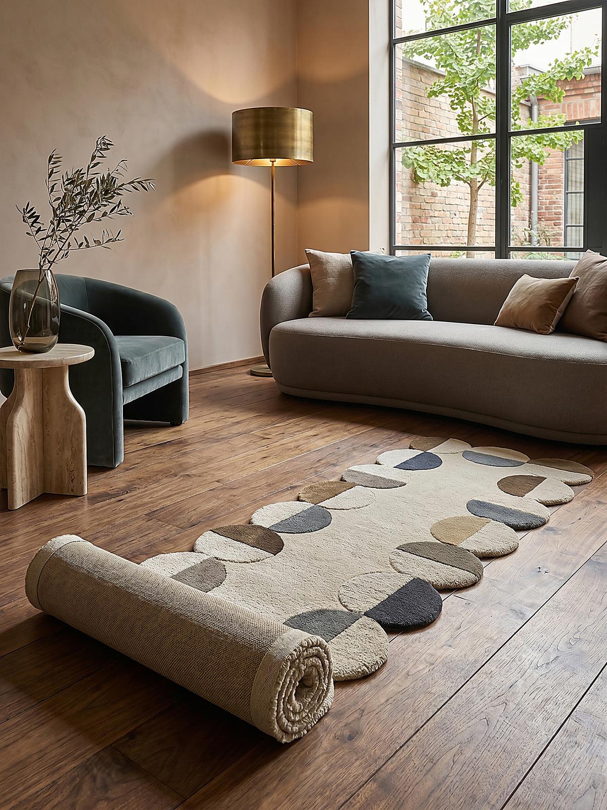 WOLLTEPPICH HALLEIN, mit Wellenmuster, Natur, 80 x 230 cm - Beige, Textil (80/230cm) - KADIMA DESIGN