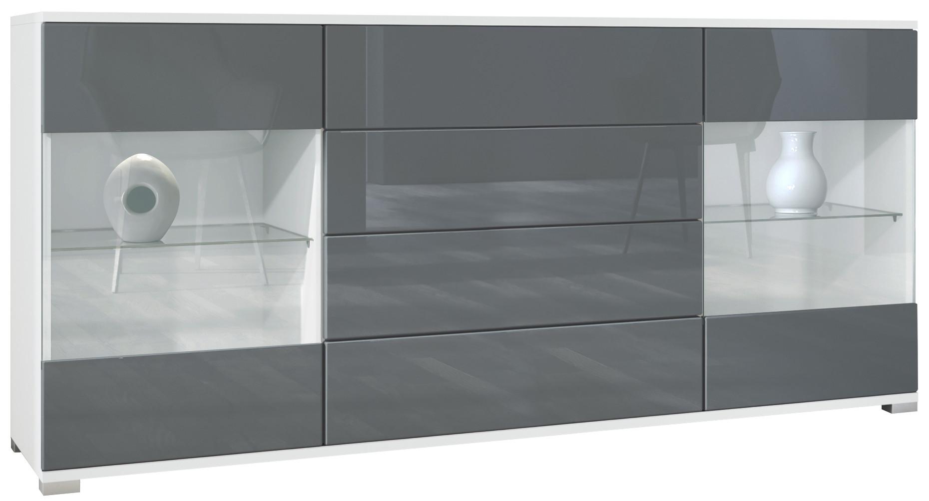 SIDEBOARD Bari Grau Hochglanz - Grau, Holzwerkstoff (166.5/75.5/35cm) - Vladon