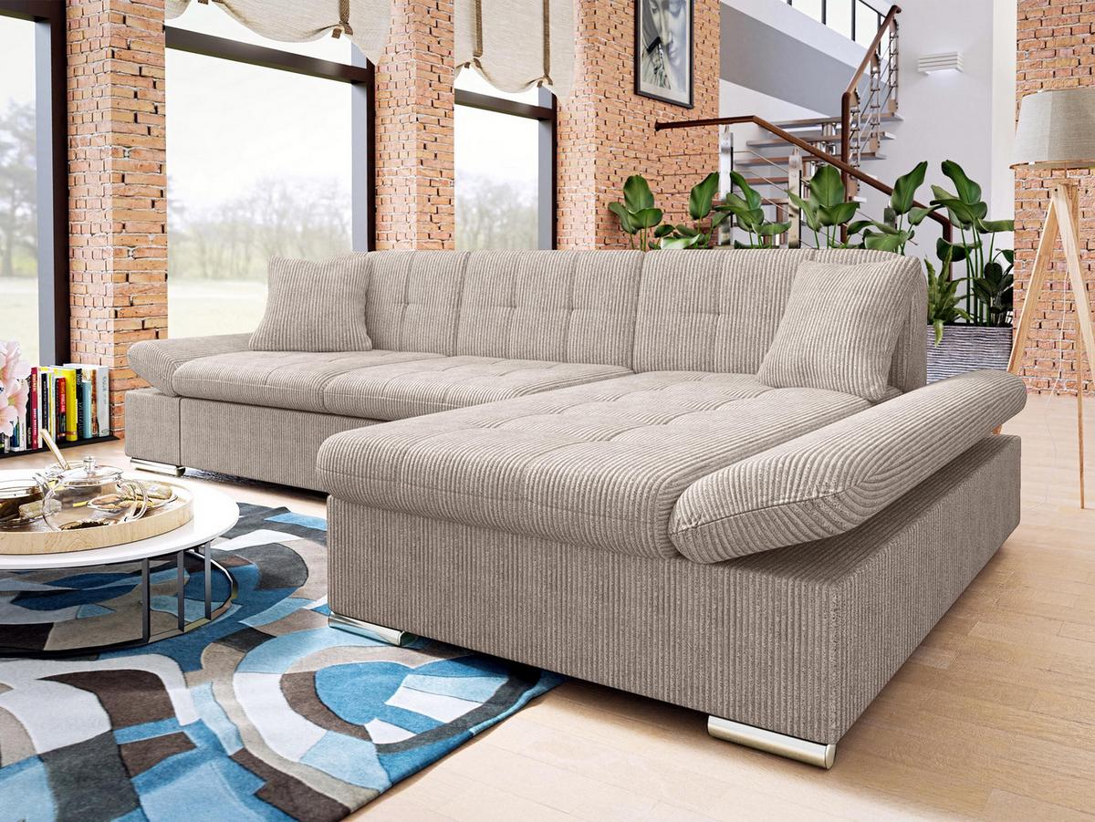 ECKSOFA Malwi Cord, Seite: Rechts - Sahara, Holz/Textil (278/161cm) - MIRJAN24