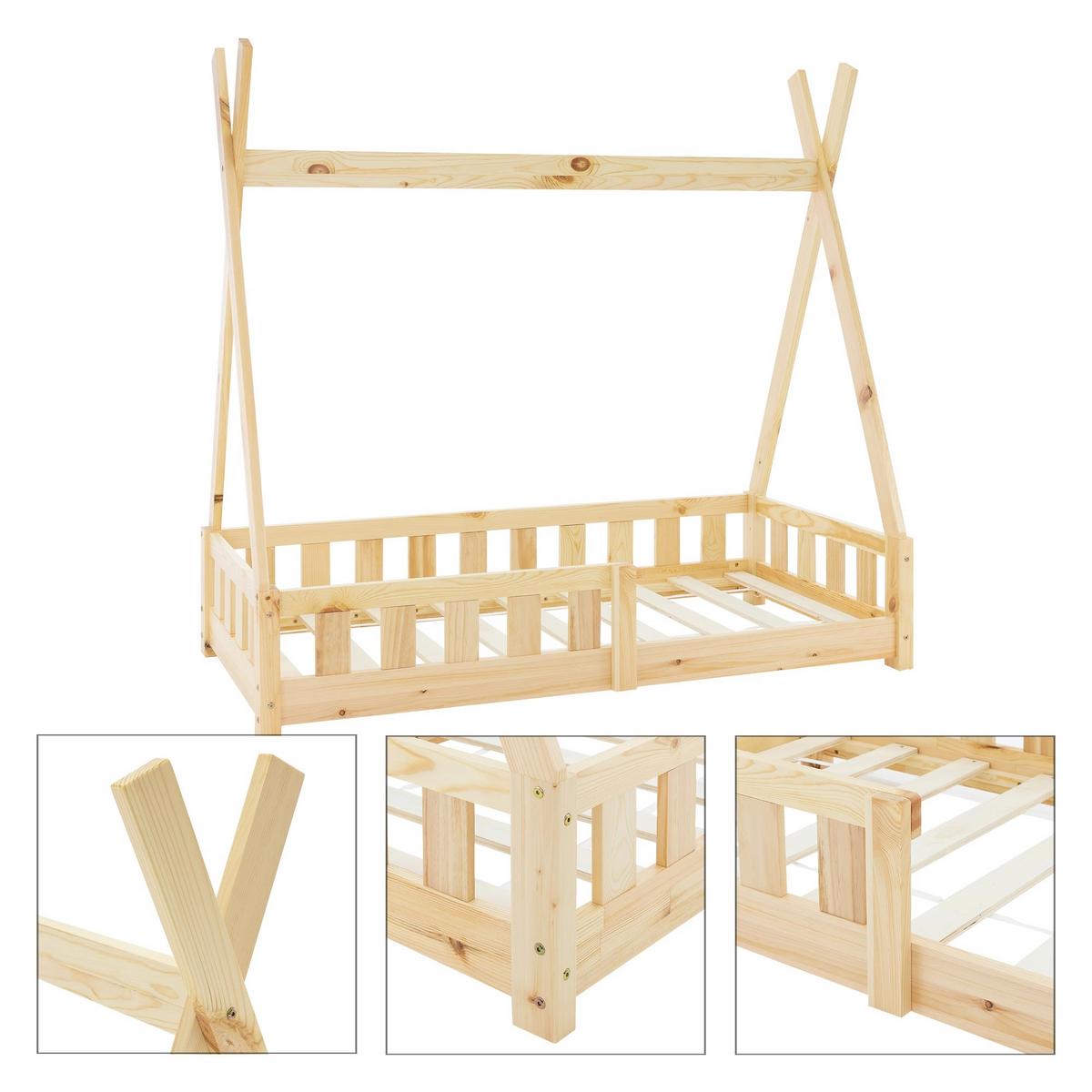 KINDERBETT Tipi 70x140 cm Natur - Naturfarben, Holz (70/140cm) - ML-DESIGN
