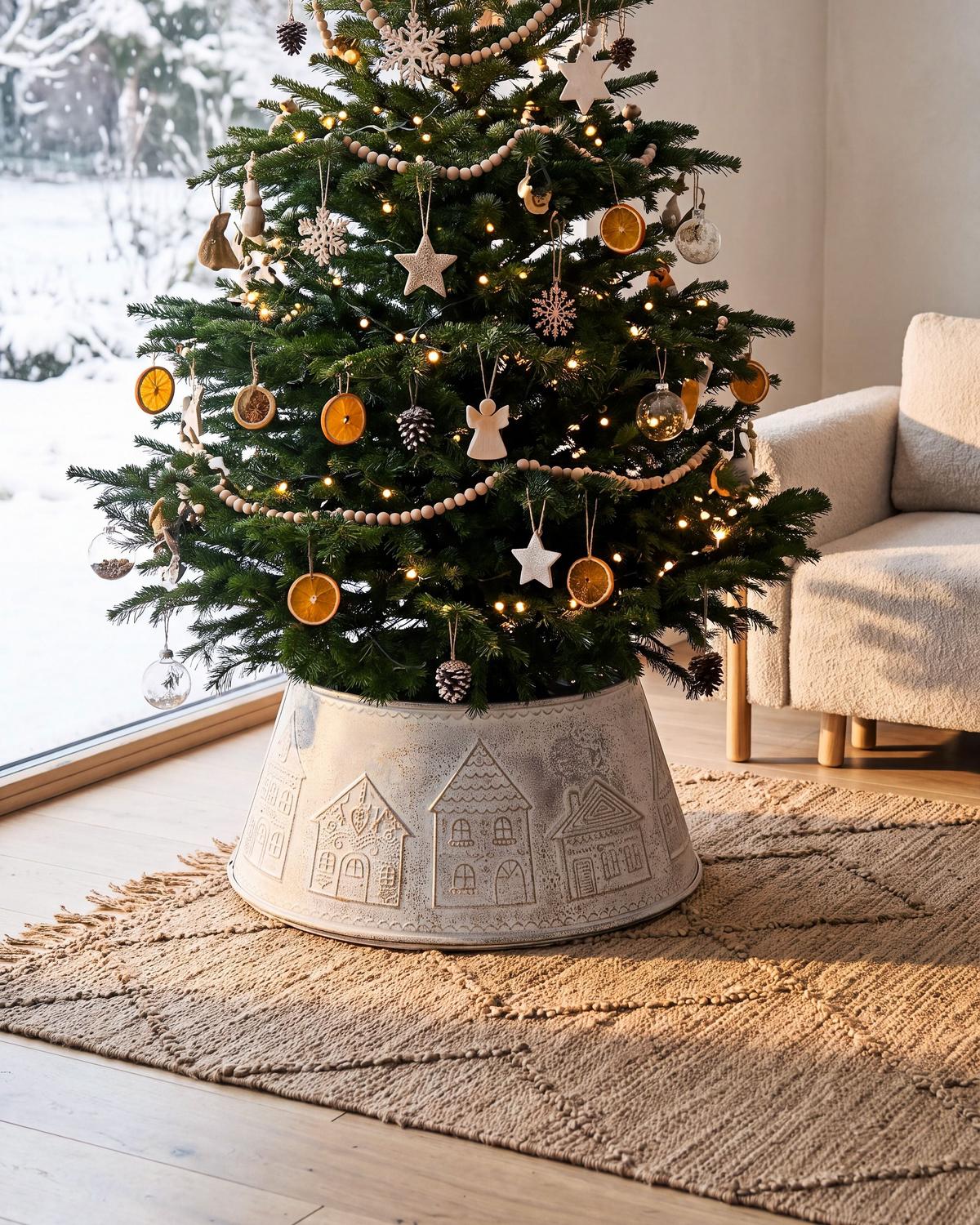 WEIHNACHTSBAUMKRAGEN 72 cm Cremeweiß Heinola - Creme, Metall (30cm) - Beliani