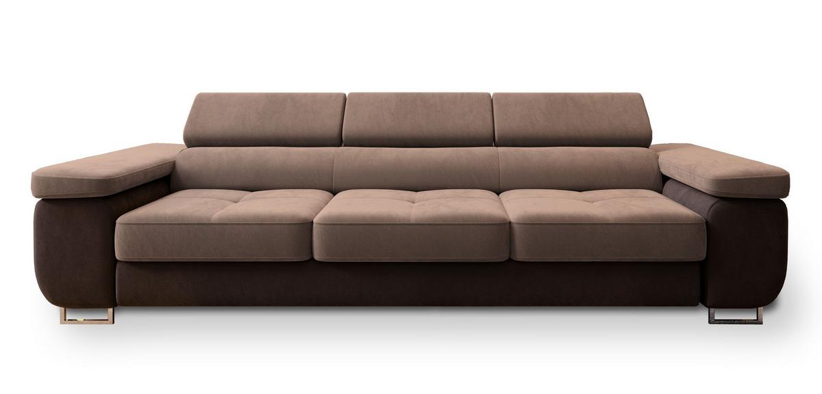 SCHLAFSOFA MOSINE Beige Velours-Stoff mit Schlaffunktion - Beige/Braun, Holz (276/98/87cm) - MASSENO
