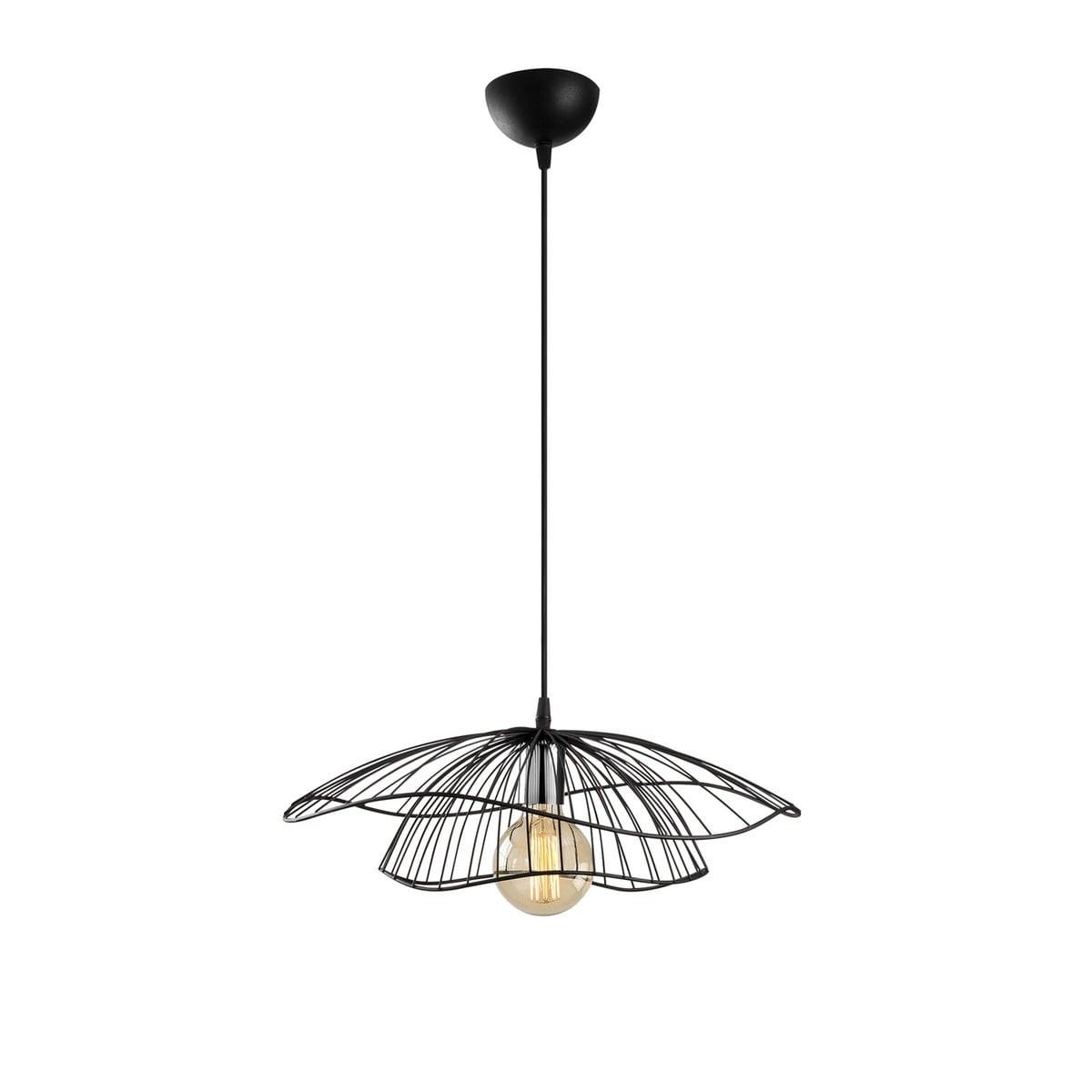 DRAHT-PENDELLEUCHTE aus metall - fleur 50/50/111 cm - Schwarz, Metall (35/50/111cm) - Calicosy