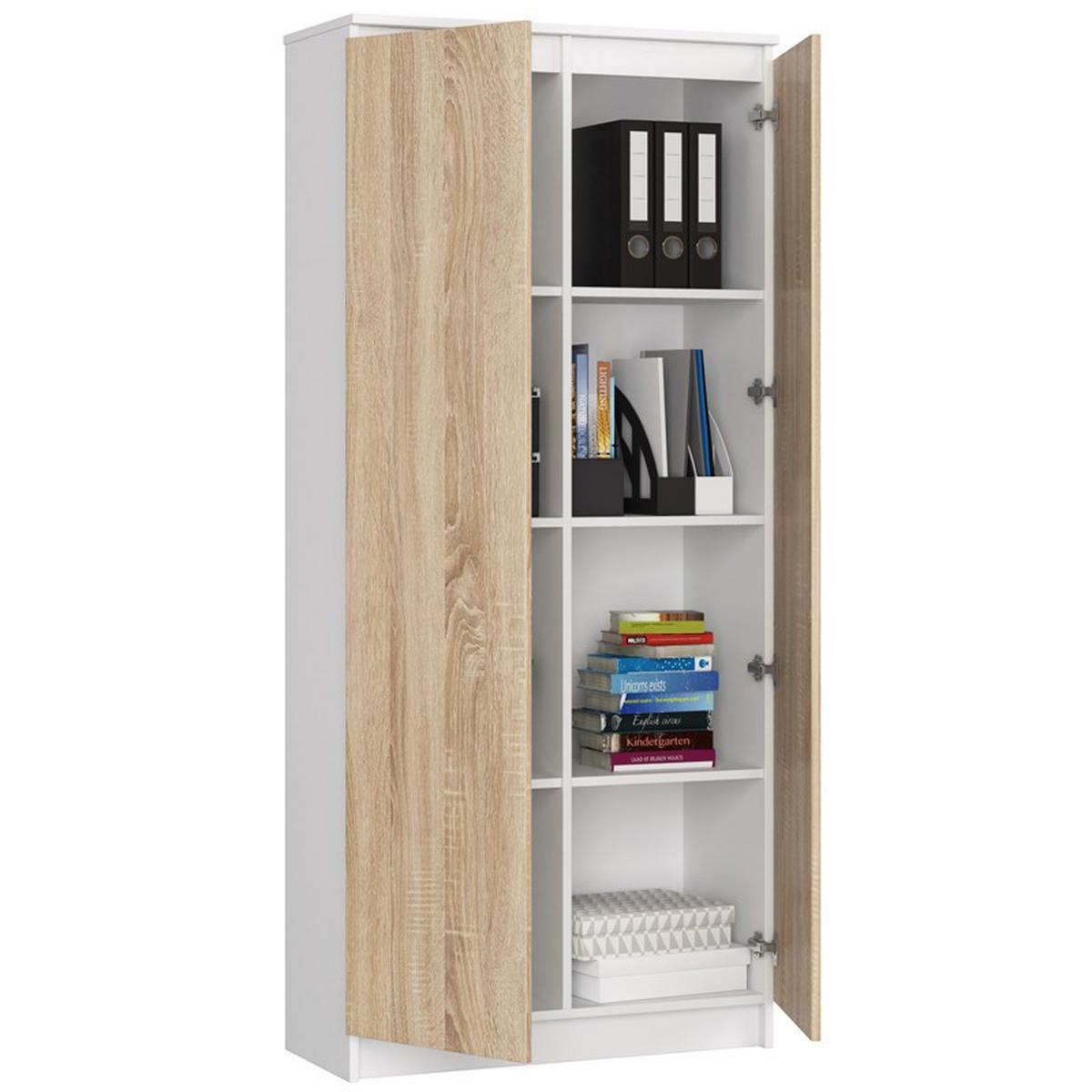 STANDREGAL Weiß, Eiche Sonoma 180/80/35 - Weiß, Holzwerkstoff (80/180/35cm) - RAUMHIRSCH FURNITURE