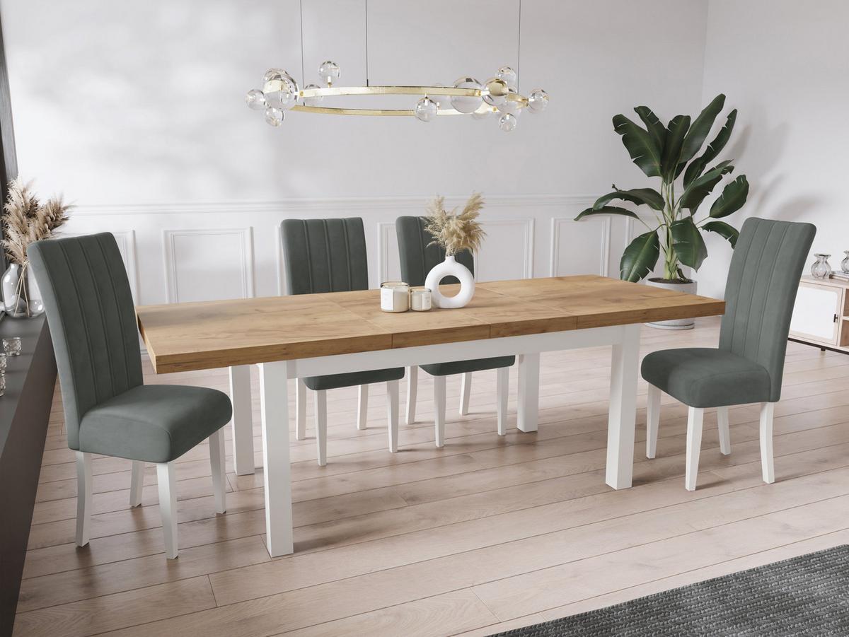 ESSTISCH Avena rechteckig ausziehbar, Wotan Eiche 120/80/78 - Eiche Wotan/Weiß, Holz/Holzwerkstoff (80/160/78cm) - WFL GROUP