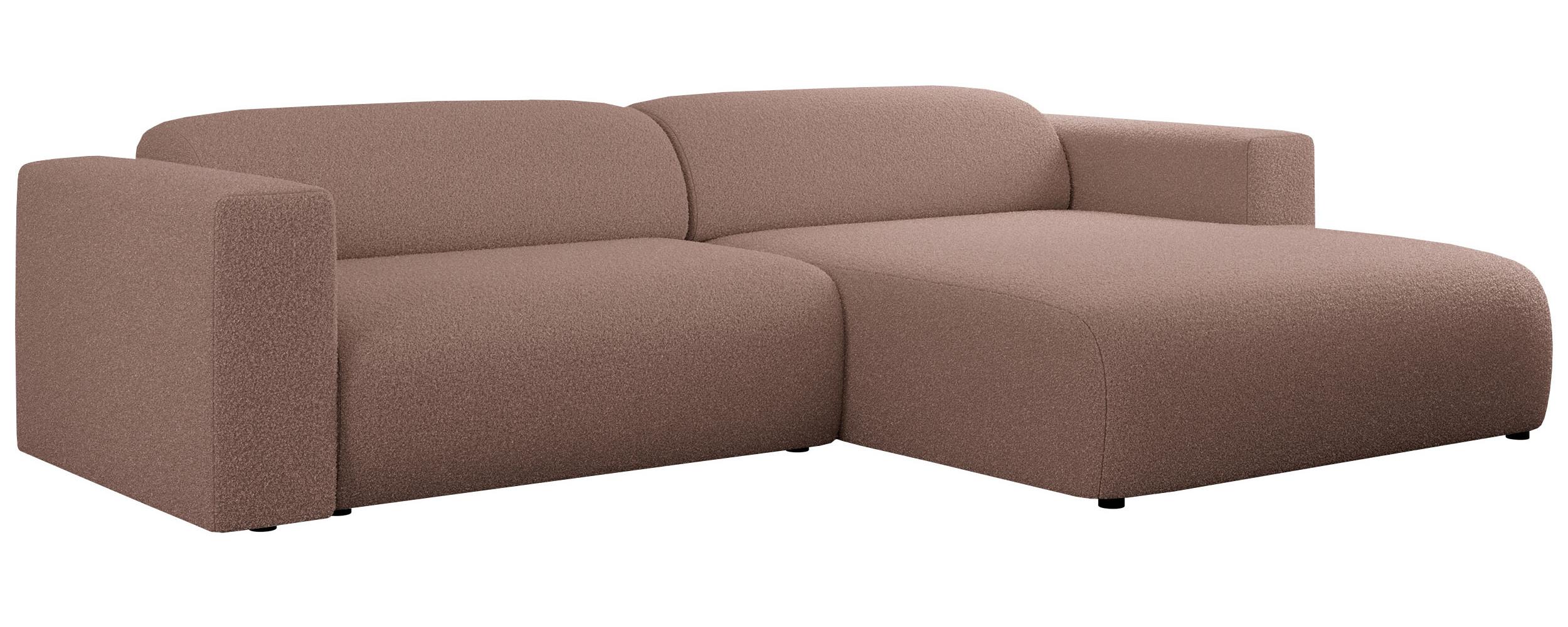 OFERTA WYCOFANA ECKSOFA PASADENA Rosa Bouclé Rechts Seite - Schwarz/Rosa, Kunststoff/Textil (288/180cm) - MKS