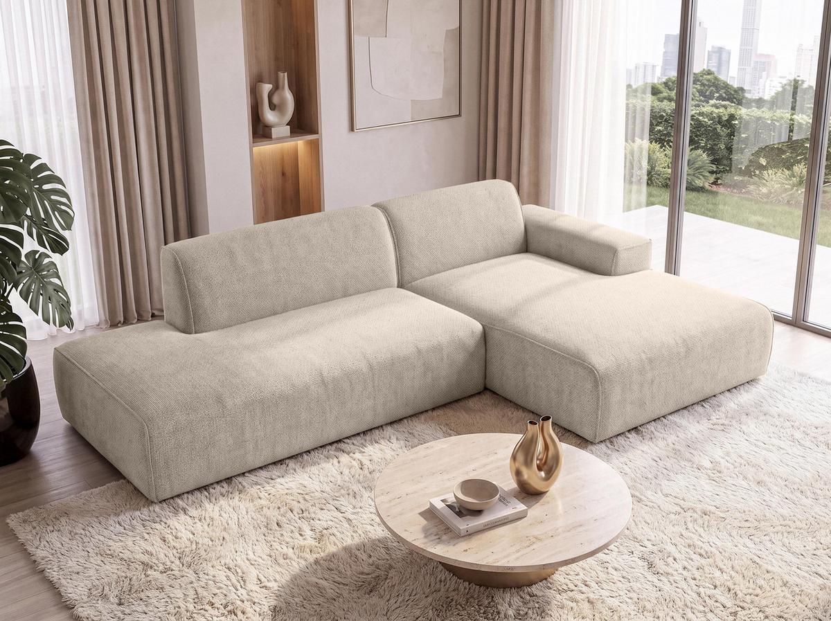 ECKSOFA L Form Didim Duo Beige 288/162/80 cm – stilvolle kleine Eckcouch Rechts - Beige/Schwarz, Kunststoff/Textil (162/288cm) - AX Living