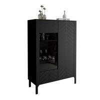 GLASVITRINE LUMI, Schwarz - Schwarz, Holzwerkstoff (103/130/41cm) - Lookway