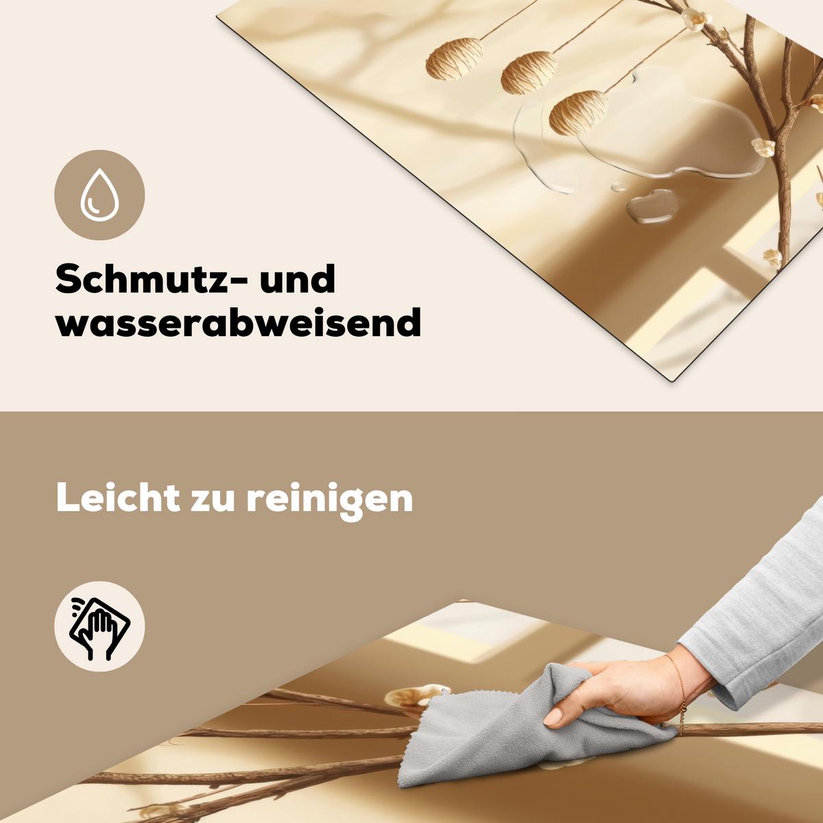 HERDABDECKPLATTE Beige - Osterkuchen - Eier Induktionsschutz 91.2x52 cm - Beige, Kunststoff (91.2/52/0.2cm) - MuchoWow