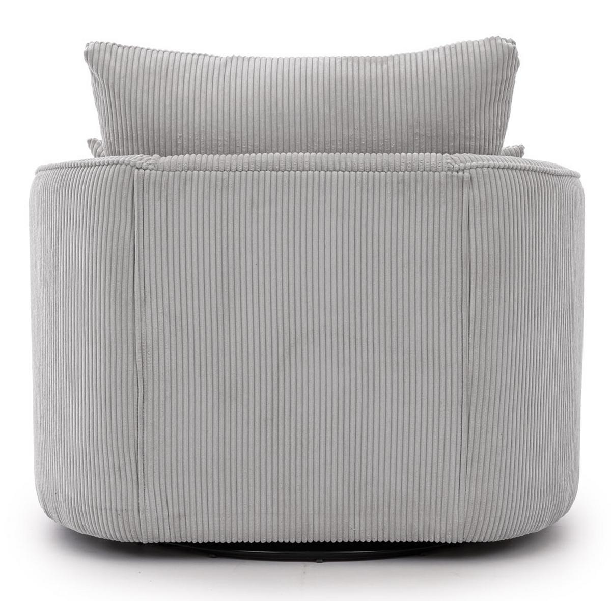 DREHSESSEL Ted aus Hellgrau Cord-Stoff - Hellgrau/Schwarz, Holz/Textil (107/94/100cm) - S-Style Möbel