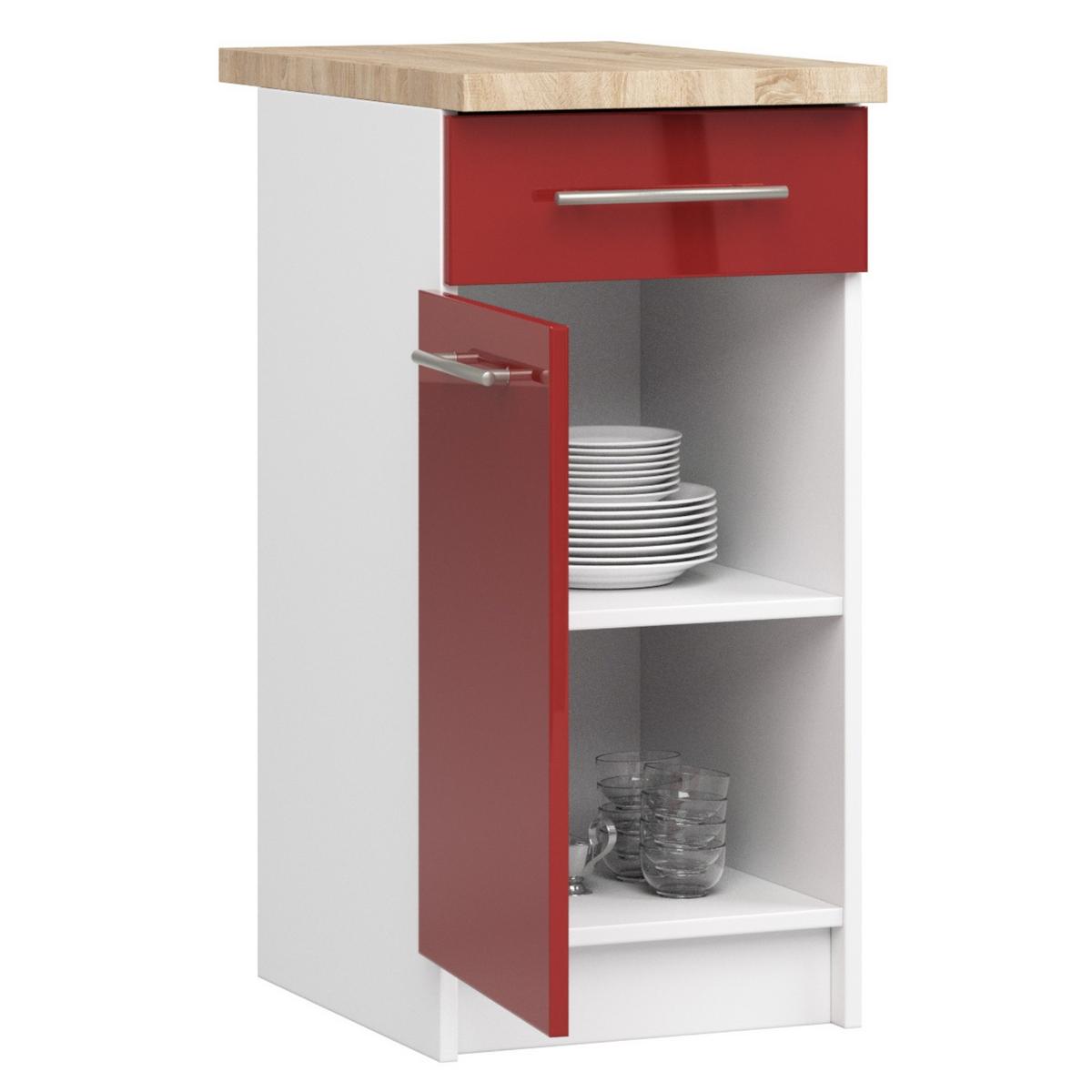 UNTERSCHRANK Weiß, Rot Glanz 85/40/46 - Weiß, Holzwerkstoff (40/85/46cm) - RAUMHIRSCH FURNITURE