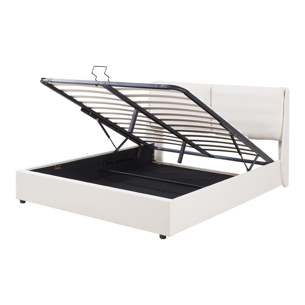 POLSTERBETT Lunner - Beige, Holzwerkstoff/Kunststoff (140/200cm) - [en.casa]