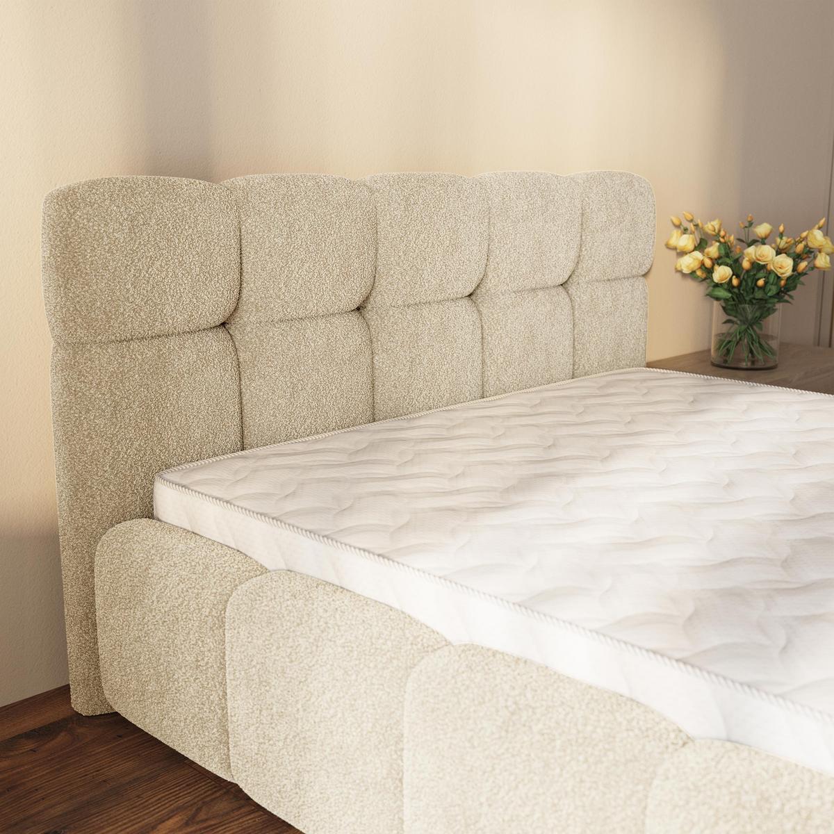 POLSTERBETT ELIZJA 140x200 cm mit Bettkästen - Creme - Creme, Holz (140/200cm) - MASSENO