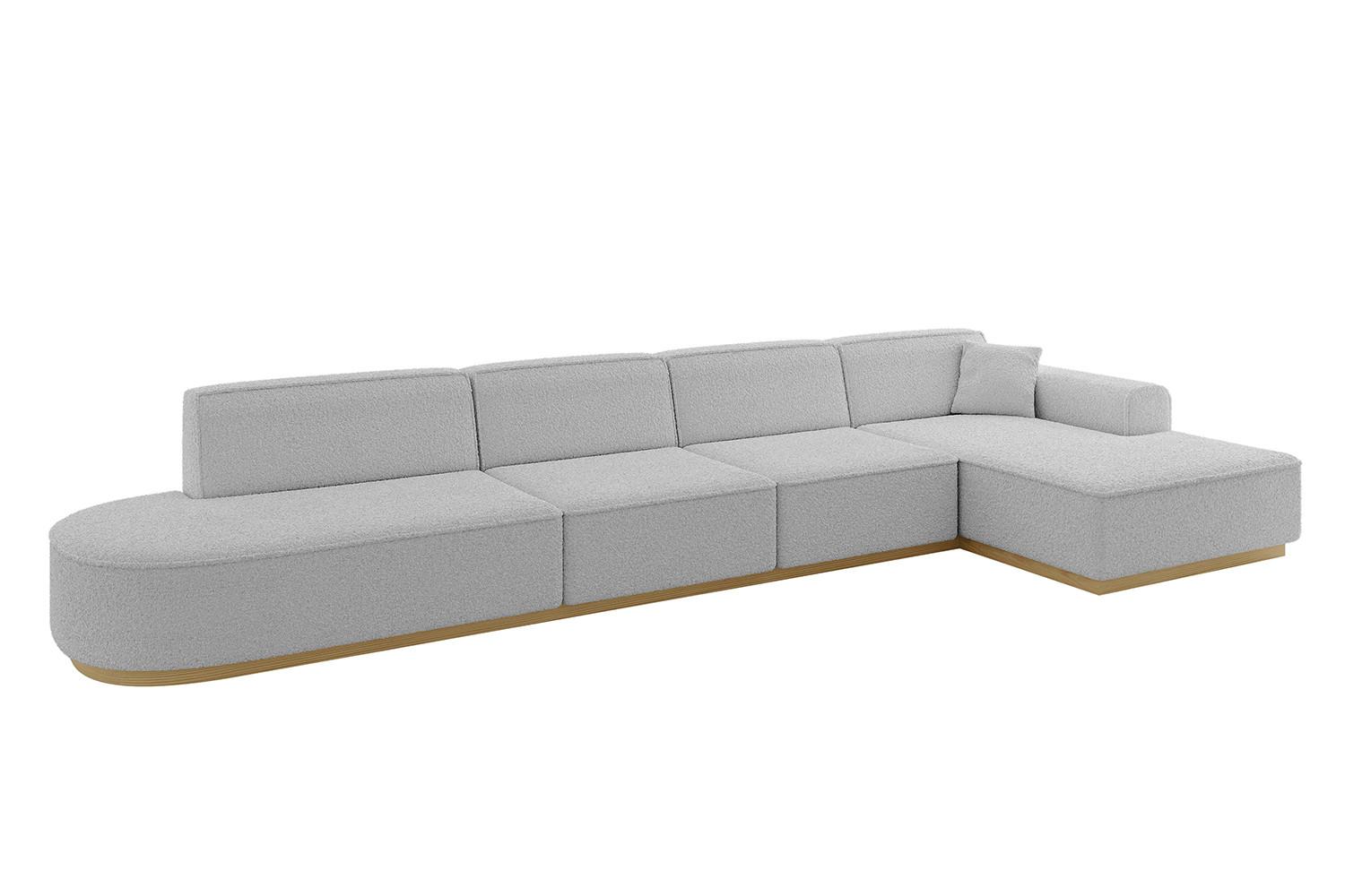 ECKSOFA Ottomane Rechts IREA-L3-v2 - 412x165x80 cm Hellgrau - Hellgrau, Holzwerkstoff/Textil (412/165cm) - ALTDECOR